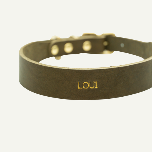 PERSONALISIERBARES FETTLEDERHALSBAND MIT NAME | 30MM