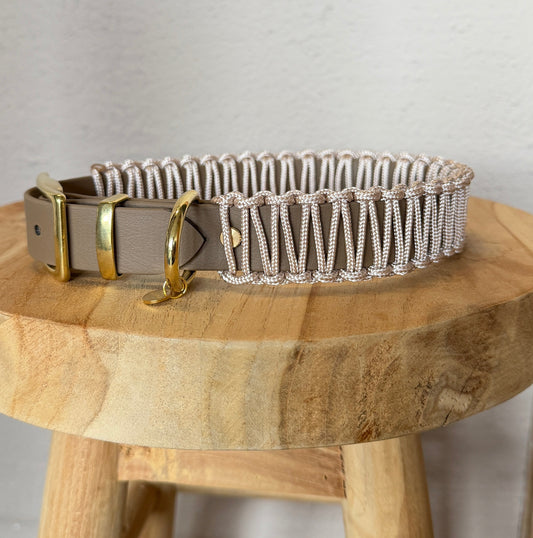 Halsband 'Pure Cord' Hellbraun & Pearl Rosé | HU 40-47 cm