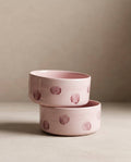 HUNDENAPF POP DOTS STEINGUT | 16,5 CM ROSA | 2-TEILIGES SET