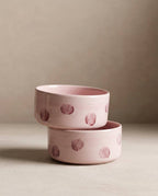 HUNDENAPF POP DOTS STEINGUT | 16,5 CM ROSA | 2-TEILIGES SET