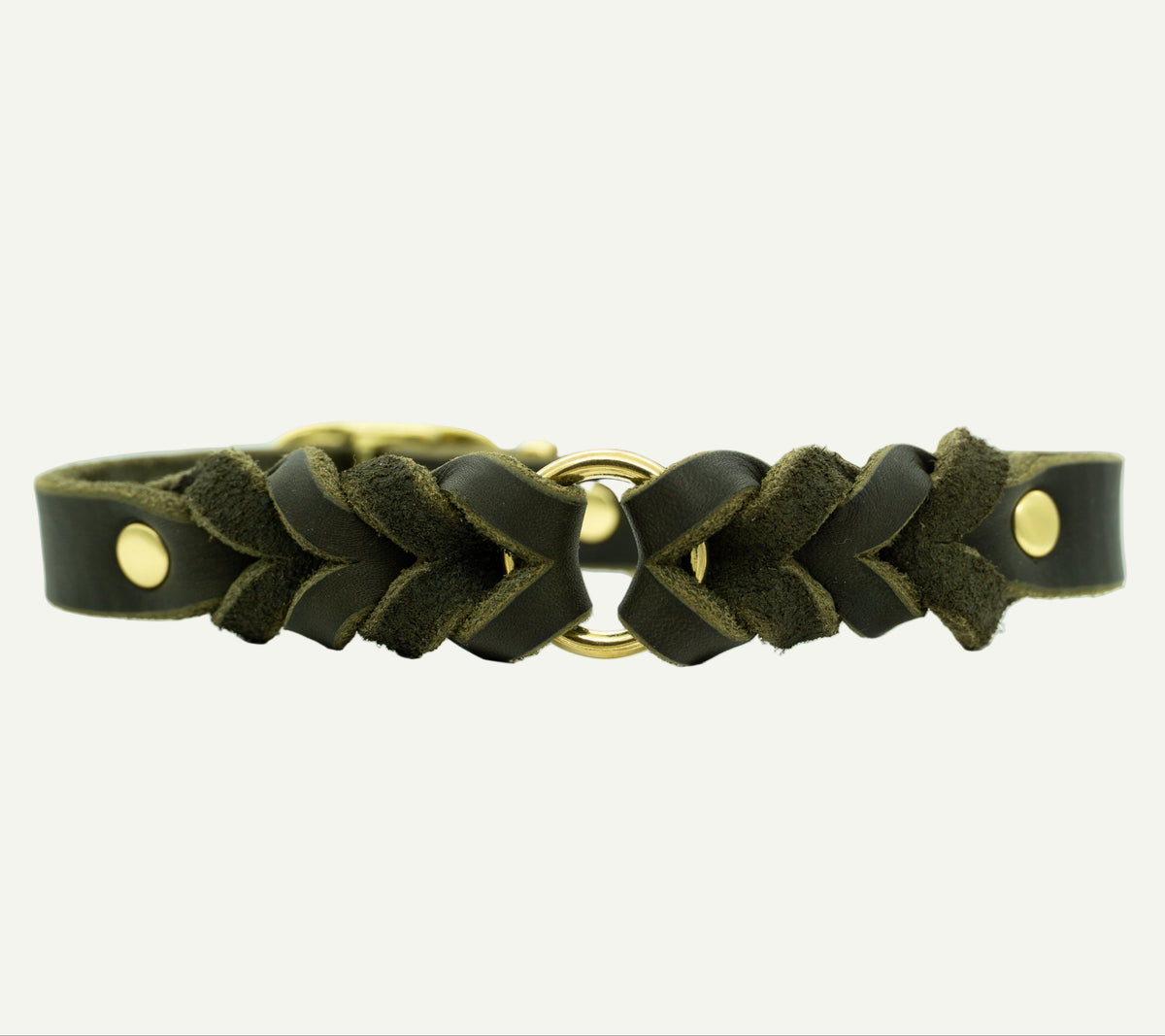 GEFLOCHTENES FETTLEDERHALSBAND – MIT RING FÜR HUNDEMARKE
