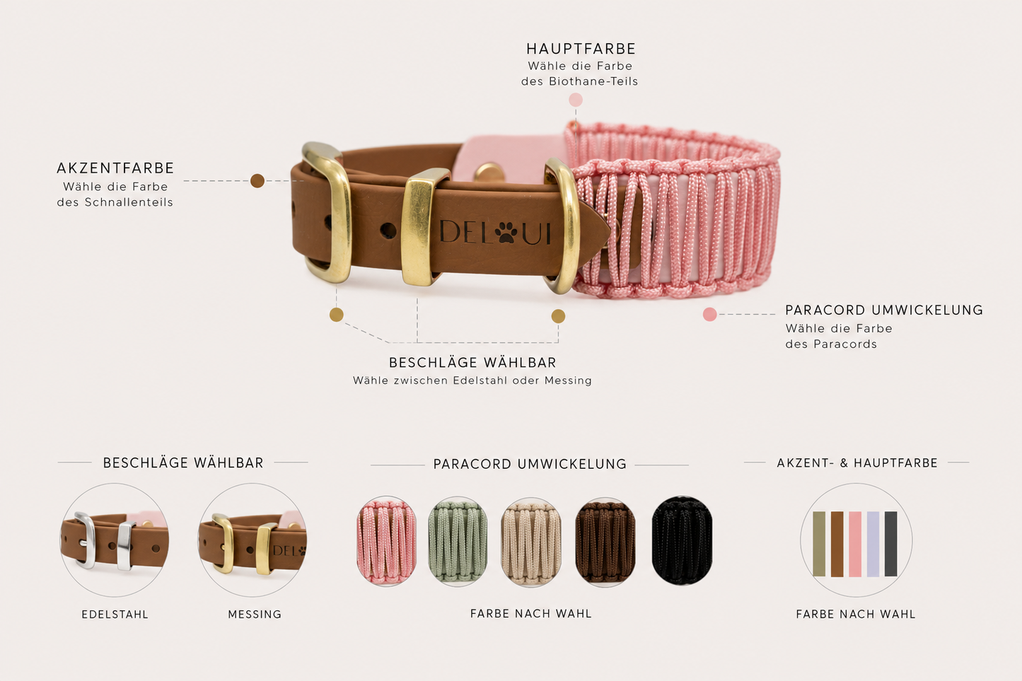 BIOTHANE x PARACORD HALSBAND 'TWIN CORD'