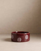 HUNDENAPF POP DOTS STEINGUT | 16,5 CM BURGUNDY | 2-TEILIGES SET