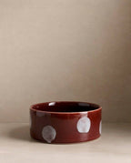 HUNDENAPF POP DOTS STEINGUT | 14 CM BURGUNDY | 2-TEILIGES SET