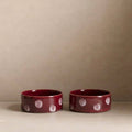 HUNDENAPF POP DOTS STEINGUT | 16,5 CM BURGUNDY | 2-TEILIGES SET